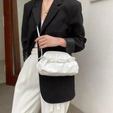 Vintage Shoulder Bag Women Chain Small Clip Solid PU Cloud Crossbody Bags