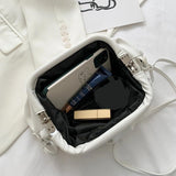 Vintage Shoulder Bag Women Chain Small Clip Solid PU Cloud Crossbody Bags