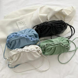 Vintage Shoulder Bag Women Chain Small Clip Solid PU Cloud Crossbody Bags