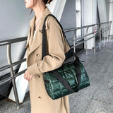 Pleated Quilted Cotton Crossbody Bag Zipper Handbag