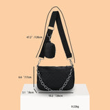 Embroidered Chain Messenger Bag with Purse for Weekend Vacation