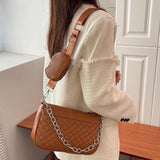 Embroidered Chain Messenger Bag with Purse for Weekend Vacation