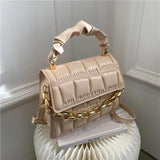 Plaid Shoulder Bag Chain Crossbody PU Leather Bag