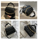 Plaid Shoulder Bag Chain Crossbody PU Leather Bag