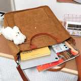 Women's Corduroy Canvas Shoulder Bag Bear Ornaments Button Handbag