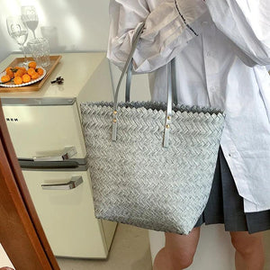 Large Straw Woven Shoulder Bag for Women Summer Travel Beach