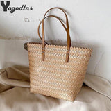 Large Straw Woven Shoulder Bag for Women Summer Travel Beach