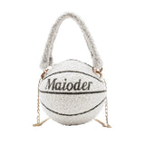 Plush Basketball Crossbody Shoulder Bag Tote Handbag Messenger Satchel
