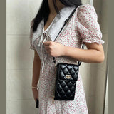 Small Crossbody Phone Bag Women's Diamond Pu Leather Female Shoulder Purses