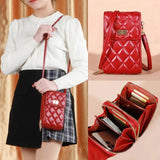 Small Crossbody Phone Bag Women's Diamond Pu Leather Female Shoulder Purses