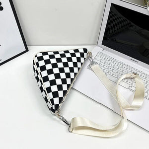 Plaid Crossbody Bag Women Sport Female Shoulder Bags Nylon Triangle Satchel