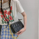 Women Retro Checkered Pattern PU Leather Handbags Crossbody Messenger Bag