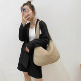 Quilted Shopper Bag Nylon Shoulder Tote Purse Handbag