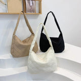 Quilted Shopper Bag Nylon Shoulder Tote Purse Handbag