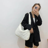 Quilted Shopper Bag Nylon Shoulder Tote Purse Handbag