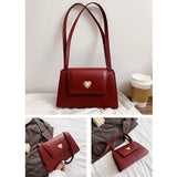 Retro PU Leather Women Shoulder Bags Red Wine Tote Purse Handbags
