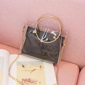 Clear Shoulder Bag Transparent Bucket Bag PVC Jelly Tote Female Chain Crossbody