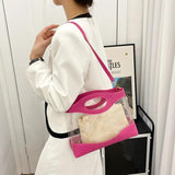Female Two Piece PVC Shoulder Strap Messenger Pack Heart Bag