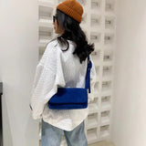 Corduroy Crossbody Bag Casual Purse Square Flip Shoulder Handbag for Women