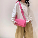 Corduroy Crossbody Bag Casual Purse Square Flip Shoulder Handbag for Women