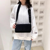 Corduroy Crossbody Bag Casual Purse Square Flip Shoulder Handbag for Women