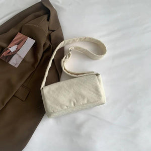 Corduroy Crossbody Bag Casual Purse Square Flip Shoulder Handbag for Women