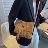 Straw Shoulder Bag Tassel Star Hand Woven Crossbody Small Subaxillary Clutch