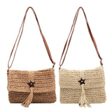 Straw Shoulder Bag Tassel Star Hand Woven Crossbody Small Subaxillary Clutch