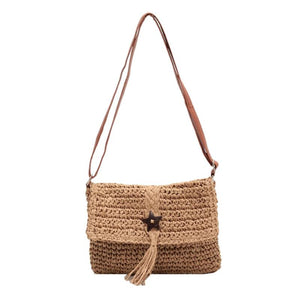 Straw Shoulder Bag Tassel Star Hand Woven Crossbody Small Subaxillary Clutch