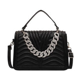 Striped Women Handbags PU Leather Chain Shoulder Bag Texture Shopping Bags