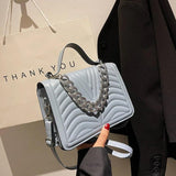 Striped Women Handbags PU Leather Chain Shoulder Bag Texture Shopping Bags