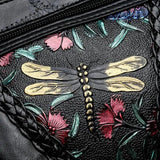 Women Messenger Shoulder Handbags with Flowers Multi-pocket Crossbody