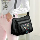 Women Messenger Shoulder Handbags with Flowers Multi-pocket Crossbody