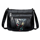 Women Messenger Shoulder Handbags with Flowers Multi-pocket Crossbody