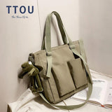 Cotton Canvas Crossbody Bag Large Capacity Waterproof Handbag