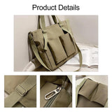 Cotton Canvas Crossbody Bag Large Capacity Waterproof Handbag