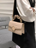 Crocodile Pattern Women's Bag Pleated Top Handle Shoulder Crossbody Bags