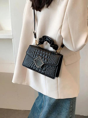 Crocodile Pattern Women's Bag Pleated Top Handle Shoulder Crossbody Bags
