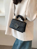 Crocodile Pattern Women's Bag Pleated Top Handle Shoulder Crossbody Bags
