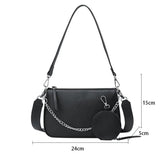 Pu Leather Shoulder Bag For Women Chains Crossbody Handbag Purse 2pcs