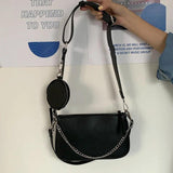 Pu Leather Shoulder Bag For Women Chains Crossbody Handbag Purse 2pcs