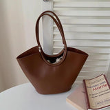 Vintage Pu Leather Shoulder Bag Large Capacity Handbag Bucket Tote