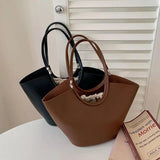 Vintage Pu Leather Shoulder Bag Large Capacity Handbag Bucket Tote