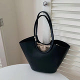 Vintage Pu Leather Shoulder Bag Large Capacity Handbag Bucket Tote