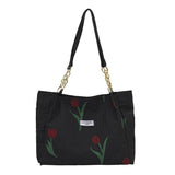 French Style Tulip Flowers Shoulder Bag for Daily Commute