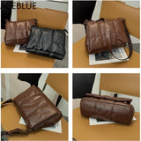 Vintage Quilted Crossbody Handbag Large Capacity Shoulder Bag