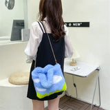 Soft Plush Women's Shoulder Bag Cartoon Sky Clouds Small Tote Handbags