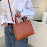 Plaid Tote Handbag PU Leather Women Shoulder Crossbody Bag