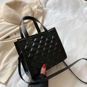 Plaid Tote Handbag PU Leather Women Shoulder Crossbody Bag