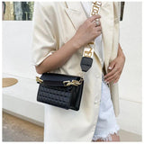 Pure Women Shoulder Bags Thick Chain Portable Square Handbags
